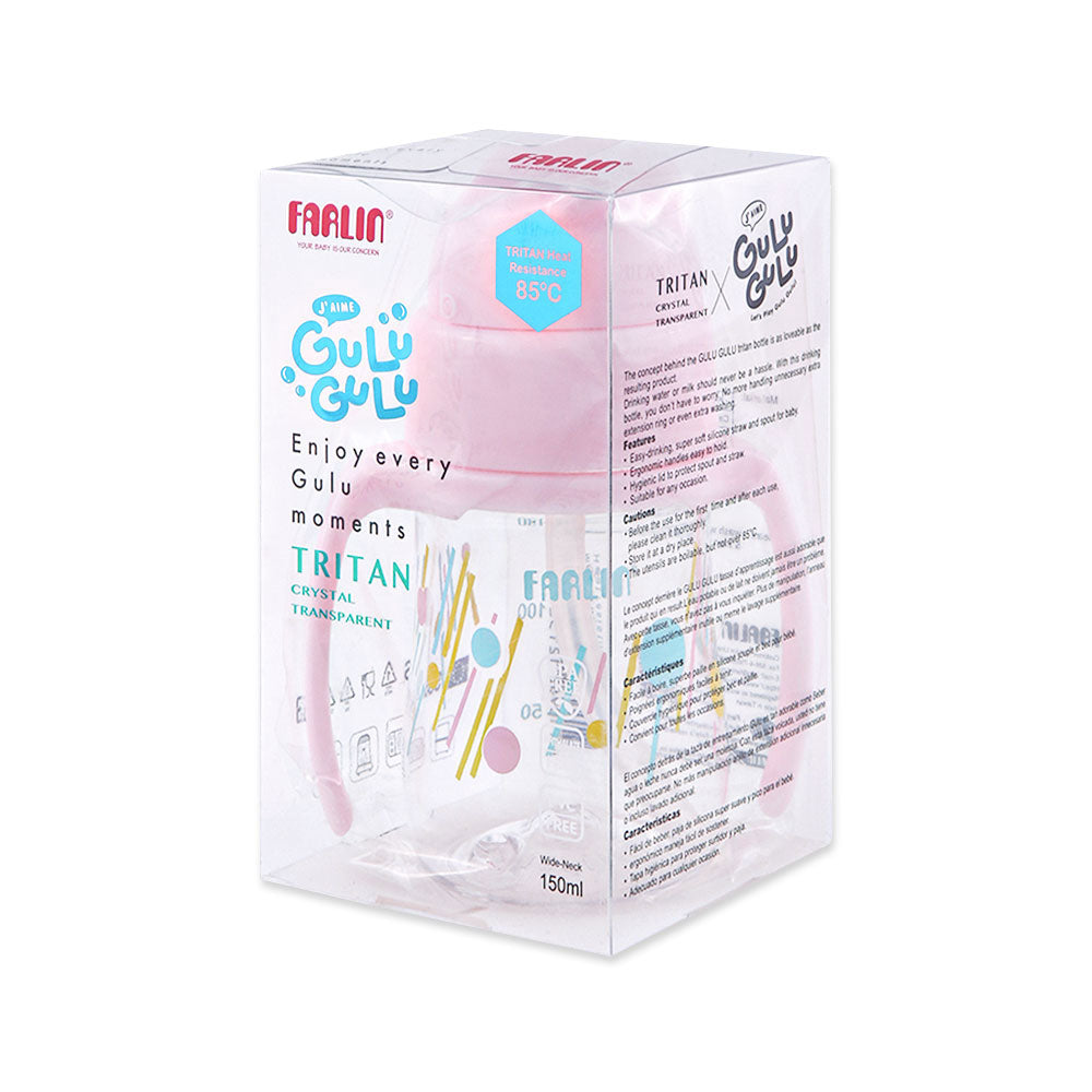 STRAW DRINKING CUP W/HANDLE 150ML-PINK