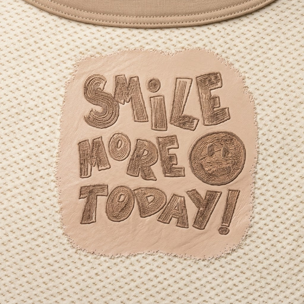 Baby Beige & Cream "SMILE MORE TODAY!" Textured Sleeping Bag Carry Nest with Integrated Pillow