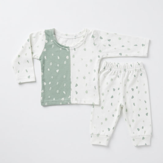 Baby & Toddler Mint Green Two-Tone Dot Print Long-Sleeve Nightwear Pajama Set (2-Piece)