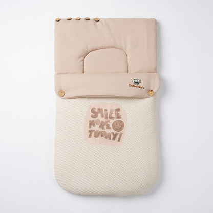 Baby Beige & Cream "SMILE MORE TODAY!" Textured Sleeping Bag Carry Nest with Integrated Pillow