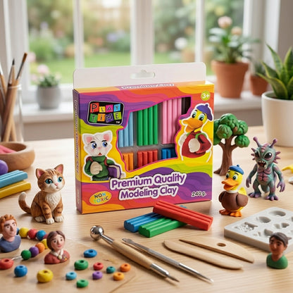 Play Time Premium Quality Non-Toxic Modeling Clay Box Set (240g)